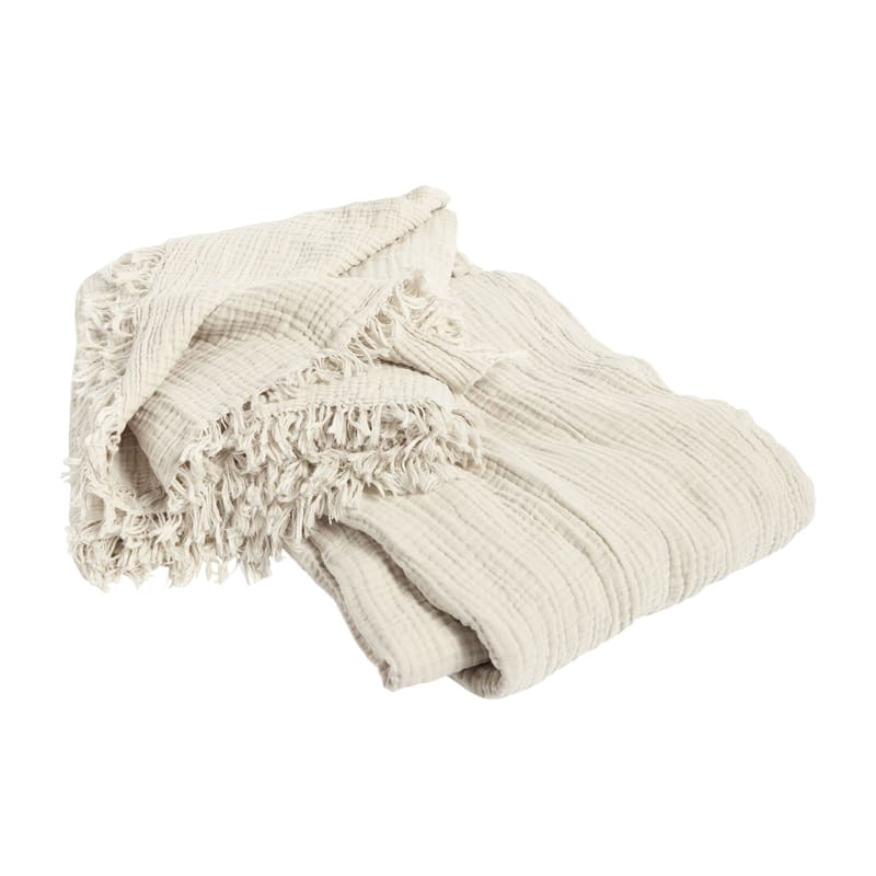 Décoration - Textile - Dessus de lit Crinkle tissu blanc beige / Coton plissé - 270 x 270 cm - Hay - Crème - Coton plissé