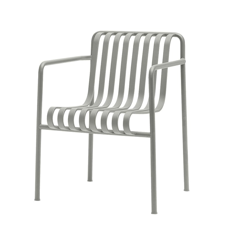 Mobilier - Chaises, fauteuils de salle à manger - Fauteuil empilable Palissade Dining Large métal gris / Bouroullec, 2016 - Hay - Fauteuil / Gris clair - Acier électro-galvanisé, Peinture époxy
