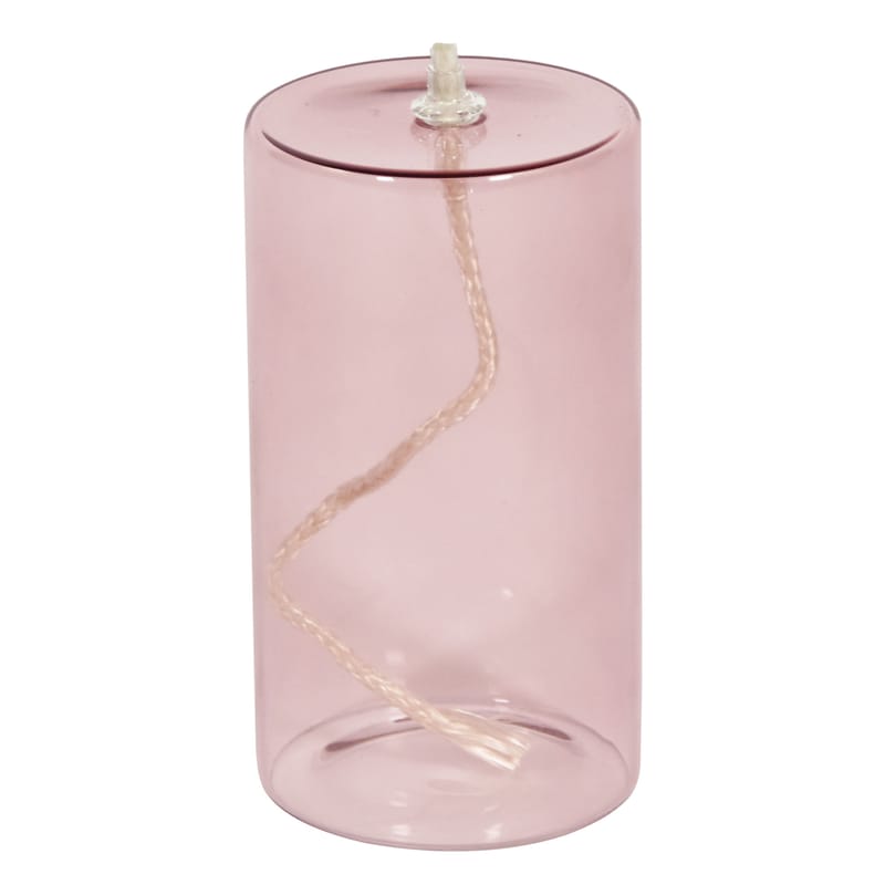 Jardin - Déco et accessoires de jardin - Lampe à huile Olie verre rose / Ø 7,5 x H 13,5 cm - ENOstudio - Rose / Basse - Verre borosilicaté