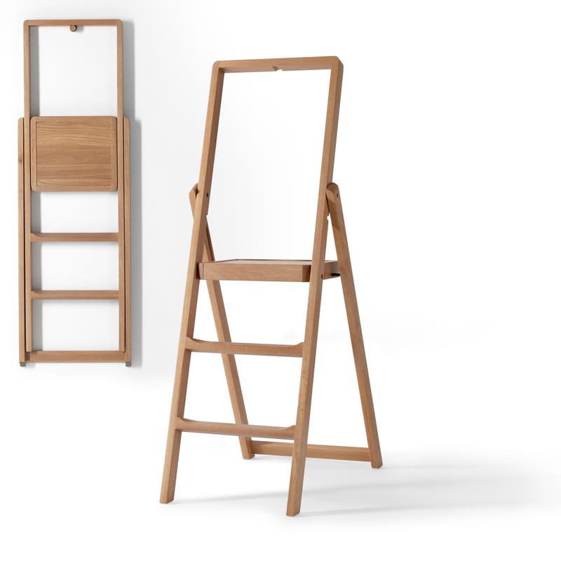Folding wooden shop step ladder