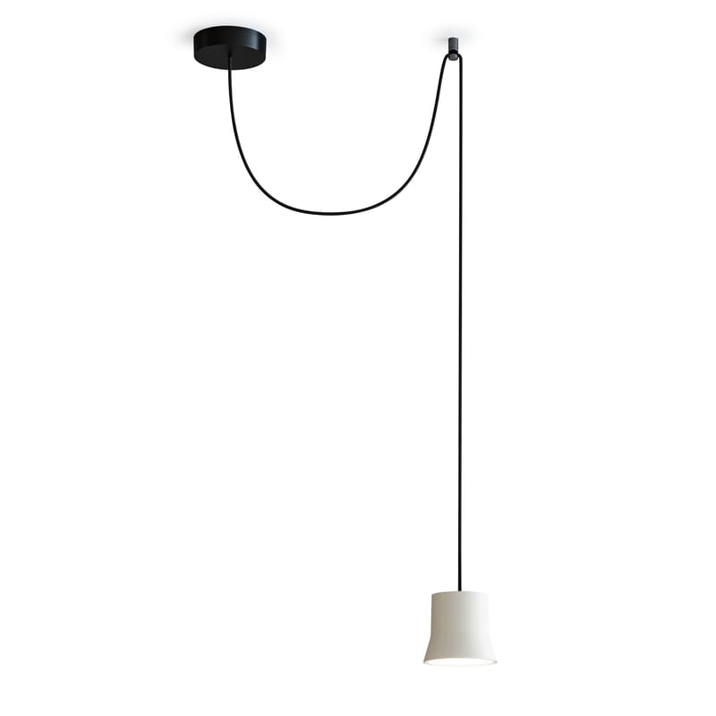 Luminaire - Suspensions - Suspension Gio Light Décentrée   / LED - Ø 10,7 cm - Artemide - Blanc / Câble noir - Aluminium, Verre