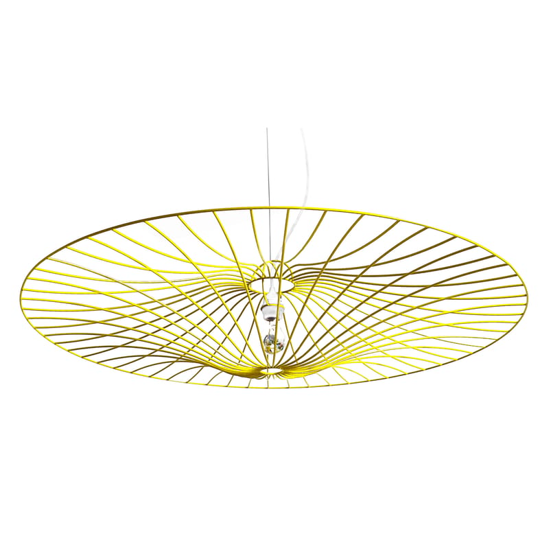 Luminaire - Suspensions - Suspension Ombrelle métal jaune / Ø 100 cm - La Corbeille - Jaune / Fil blanc - Acier laqué, Tissu