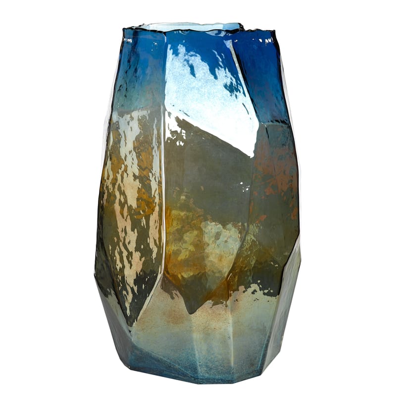 Décoration - Vases - Vase Graphic Luster Large    / H 40 cm - Verre irisé - Pols Potten - Bleu iridescent - Verre teinté