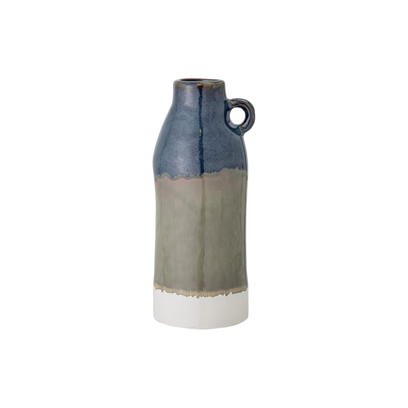 Décoration - Vases - Vase Kar céramique bleu vert / Ø 11 x H 26 cm - Bloomingville - Dégradé bleu / vert - Grès émaillé