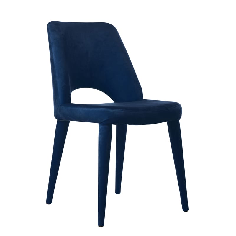 Mobilier - Chaises, fauteuils de salle à manger - Chaise rembourrée Holy tissu bleu / Velours - Pols Potten - Bleu nuit - Mousse, Velours