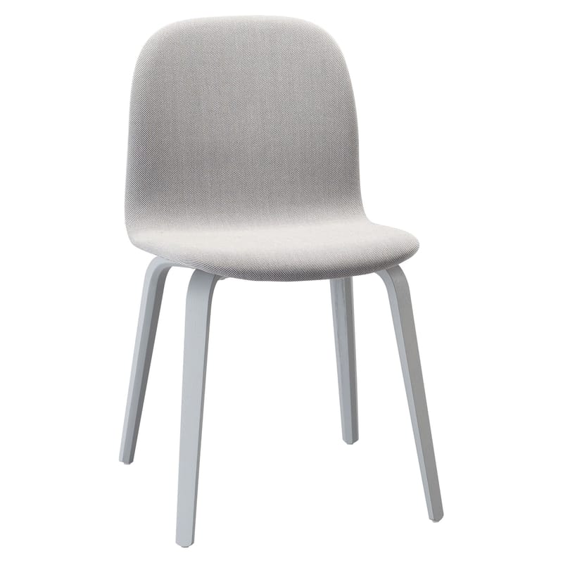 Mobilier - Chaises, fauteuils de salle à manger - Chaise rembourrée Visu tissu bois gris - Muuto - Structure grise / Tissu gris clair - Bois peint, Tissu Kvadrat