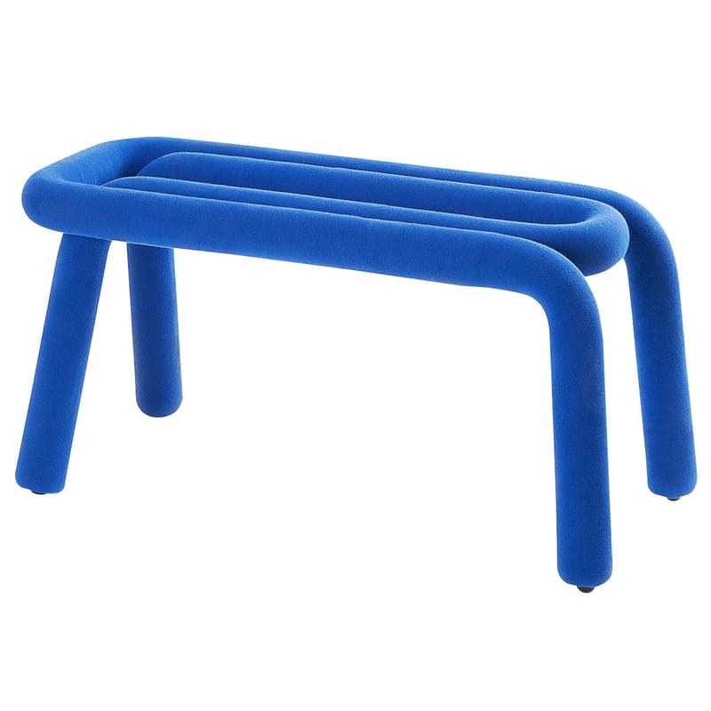 Furniture - Benches - Bold Bench textile blue L 100 cm - Moustache - Blue - Fabric, Foam, Steel
