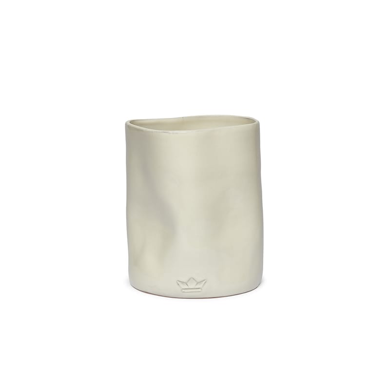Décoration - Vases - Pot à ustensiles Bosselé céramique blanc / Vase - Ø 14,5 x 19 cm - Dutchdeluxes - Blanc - Céramique