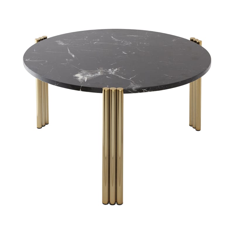 Mobilier - Tables basses - Table basse Tribus pierre noir or / Ø 60 x H 35 cm - Marbre - AYTM - Marbre noir / Or - Acier, Marbre