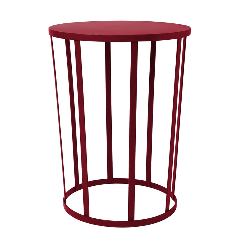 Mobilier - Tables basses - Table d\'appoint Hollo métal rouge / Tabouret - Ø 35 x H 44 cm - Petite Friture - Bordeaux - Acier laqué
