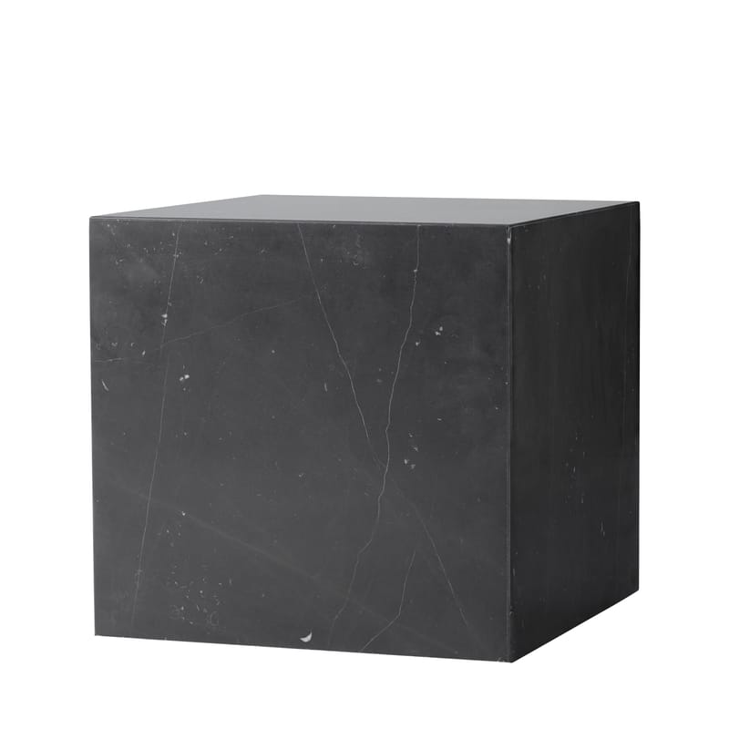 Mobilier - Tables basses - Table d\'appoint Plinth Cubic pierre noir / Marbre - 40 x 40 x H 40 cm - Audo Copenhagen - Marbre Marquina (noir) - Bois d\'acacia, Marbre