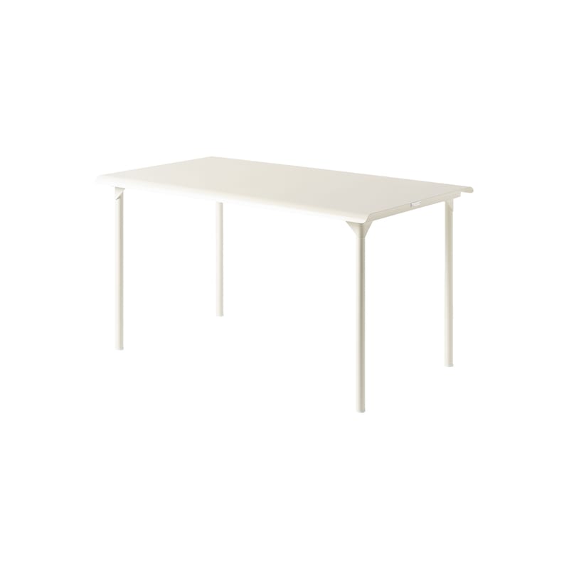Jardin - Tables de jardin - Table rectangulaire Patio métal blanc / 140 x 80 cm - Tôle pleine - Tolix - Blanc perle - Acier inoxydable