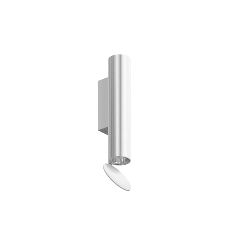 Luminaire - Appliques - Applique Flauta Riga INDOOR métal blanc / LED - H 22,5 cm - Rayures verticales - Flos - Blanc - Aluminium