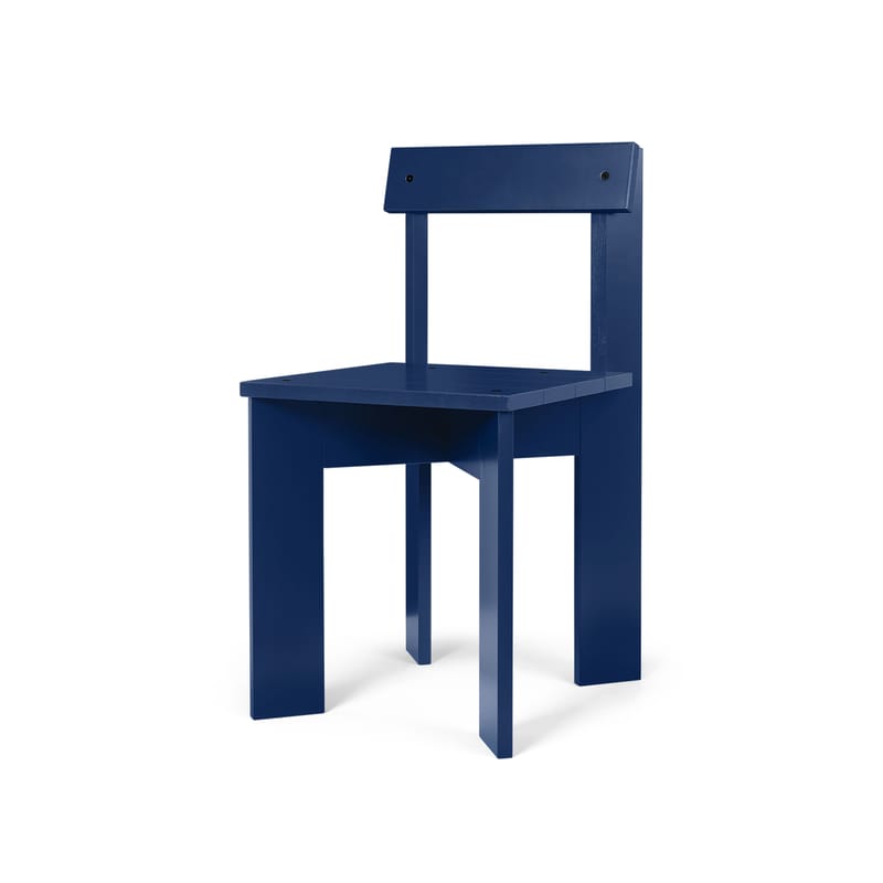 Mobilier - Chaises, fauteuils de salle à manger - Chaise Ark bois bleu - Ferm Living - Bleu - Frêne massif FSC laqué