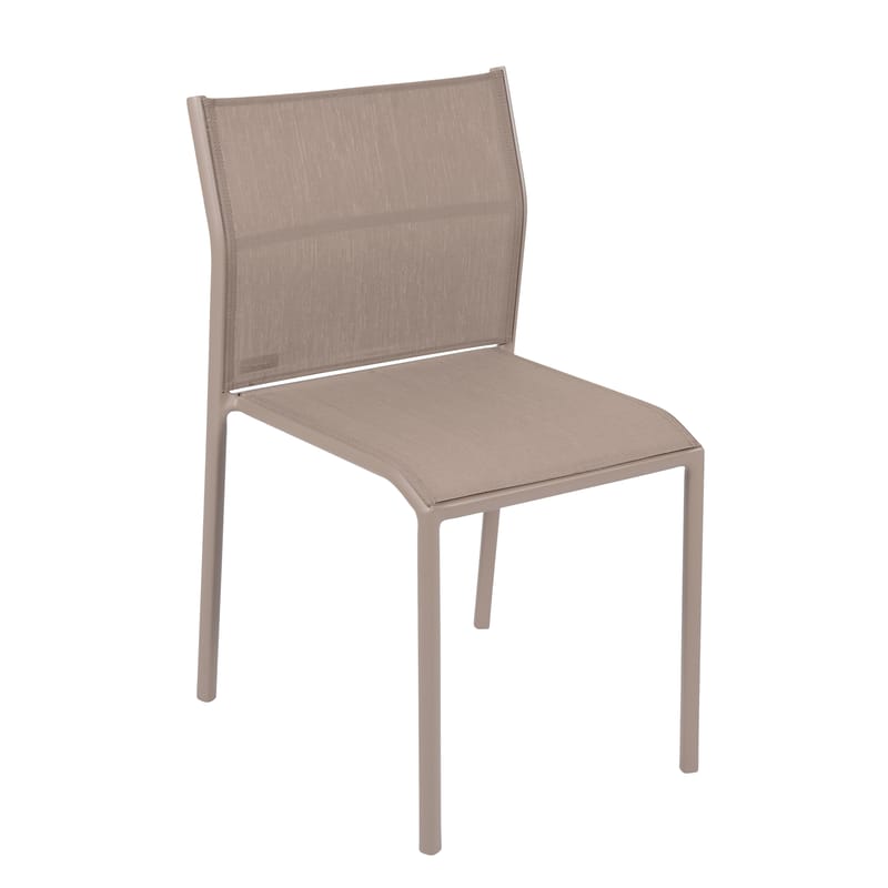 Mobilier - Chaises, fauteuils de salle à manger - Chaise empilable Cadiz tissu marron beige - Fermob - Muscade - Aluminium laqué, Toile Batyline®