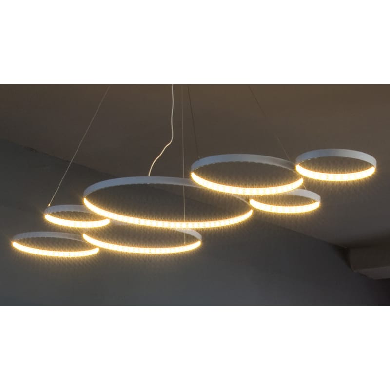 Luminaire - Suspensions - Suspension Ultra8 métal blanc / LED - 180 x 50 cm - Le Deun - Blanc - Acier