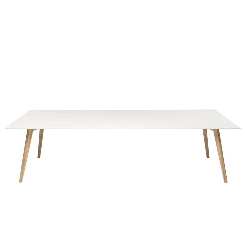 Mobilier - Bureaux - Table rectangulaire Bevel blanc bois naturel / Bureau - 200 x 100 cm - ICF - Blanc / Pieds bois - Aluminium, Chêne, HPL