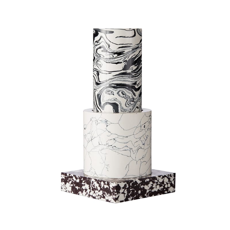 Décoration - Vases - Vase Swirl Small plastique matériau composite multicolore / 12,9 x 12,9 x H 26 cm - Effet marbre - Tom Dixon - Ø 12,9 x H 26 cm - Poudre de marbre recyclée, Résine