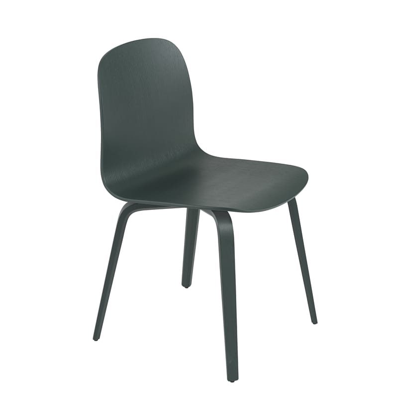 Mobilier - Chaises, fauteuils de salle à manger - Chaise Visu bois vert / Pieds bois - Muuto - Vert foncé - Contreplaqué de chêne