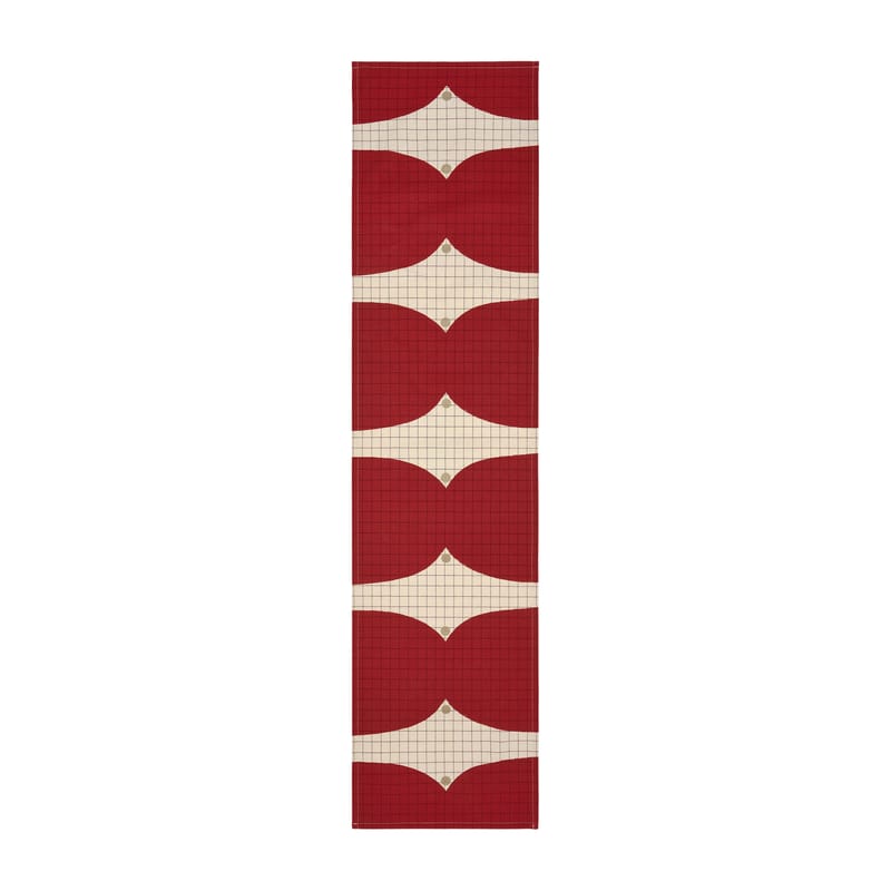 La boutique de Noël - Cadeaux Must-have - Chemin de table Kalendi tissu rouge / 45 x 165 cm - Marimekko - Kalendi / Rouge, lin, or - Coton