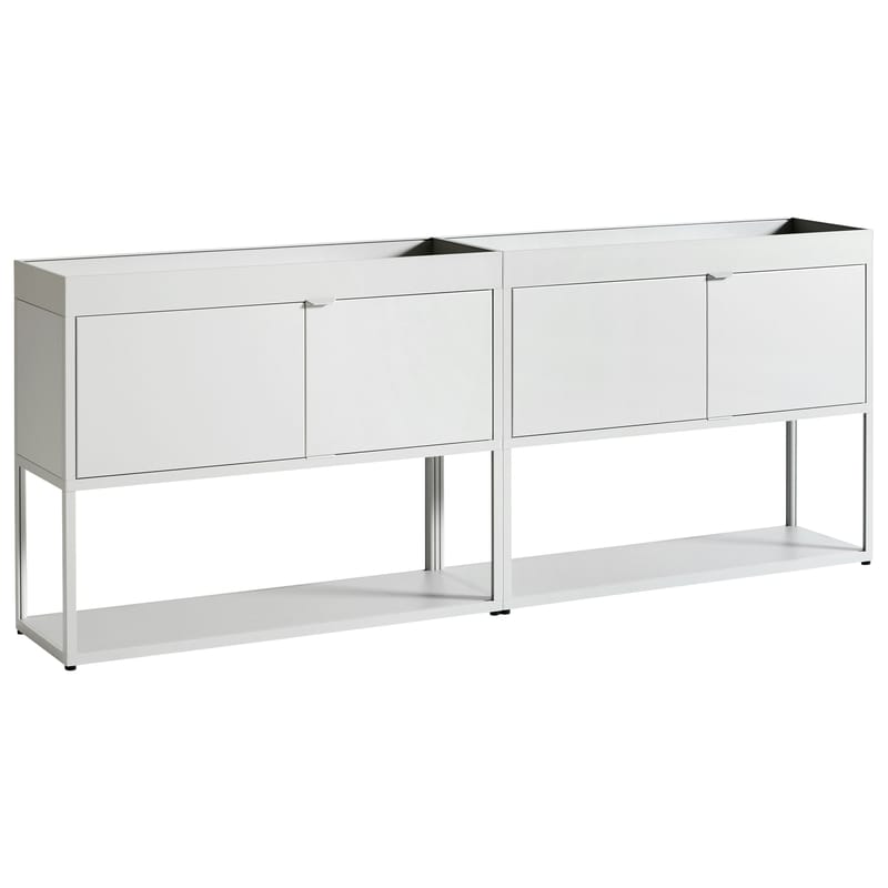Furniture - Dressers & Storage Units - New Order Dresser metal grey / Metal - L 200 x H 79.7 cm - Hay - Light grey - Powder-coated aluminium