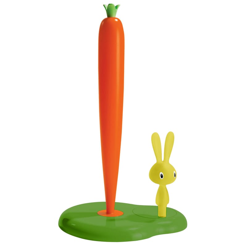 Tableware - Fun in the kitchen - Bunny and carrot Kitchenroll holder plastic material green - Alessi - Green - Thermoplastic resin