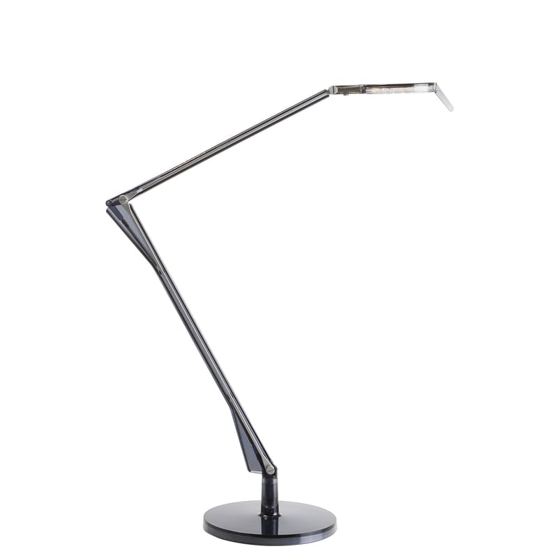 Luminaire - Lampes de table - Lampe de table Aledin TEC LED plastique gris / Diffuseur plat - Kartell - Fumé translucide - Aluminium anodisé, Polycarbonate
