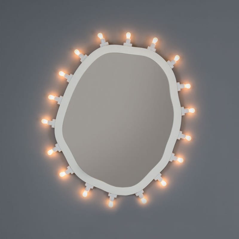 Luminaire - Appliques - Miroir lumineux Luminaire Medium verre blanc / 55 x 67 cm - Ampoules incluses - Seletti - Medium / Blanc - MDF peint, Verre