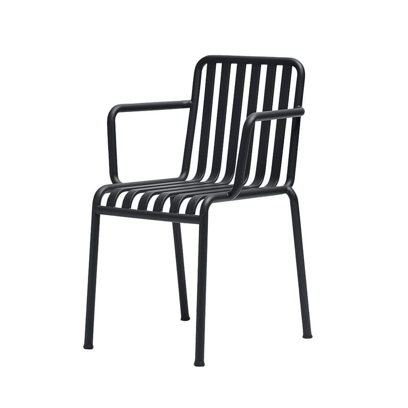Möbel - Stühle  - Stapelbarer Sessel Palissade metall grau schwarz / R & E Bouroullec - Hay - Anthrazit - Galvanisch verzinkten Stahl, Peinture époxy
