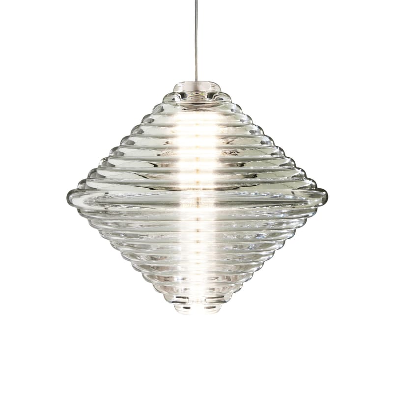 Luminaire - Suspensions - Suspension Press LED verre transparent / Cône - Ø 34 x H 30 cm - Tom Dixon - Cône / Transparent - Verre pressé