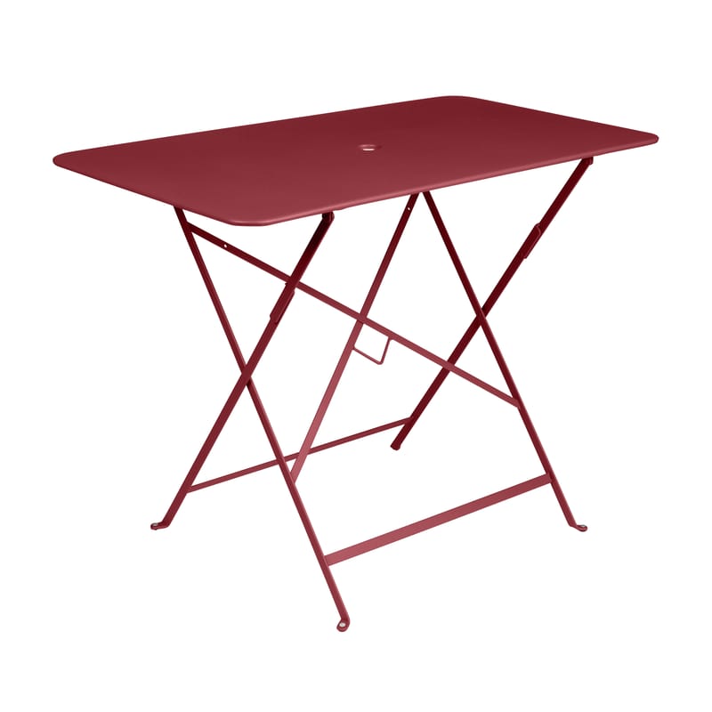 Jardin - Tables de jardin - Table pliante Bistro métal rouge / 97 x 57 cm - 4 personnes - Trou parasol - Fermob - Piment - Acier peint