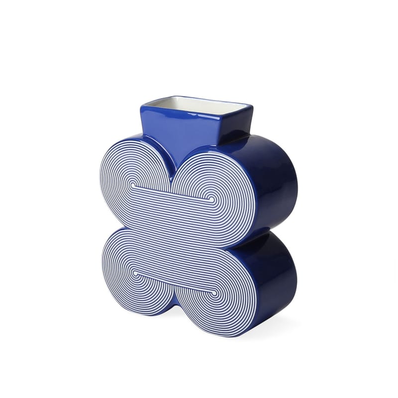 Décoration - Vases - Vase Pompidou Small céramique bleu / H 17 cm - Jonathan Adler - Small / Bleu - Porcelaine