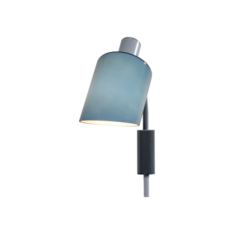 Luminaire - Appliques - Applique avec prise La Lampe de Bureau verre bleu / Charlotte Perriand, 1965 - Nemo - Gris-bleu - Acier, Verre