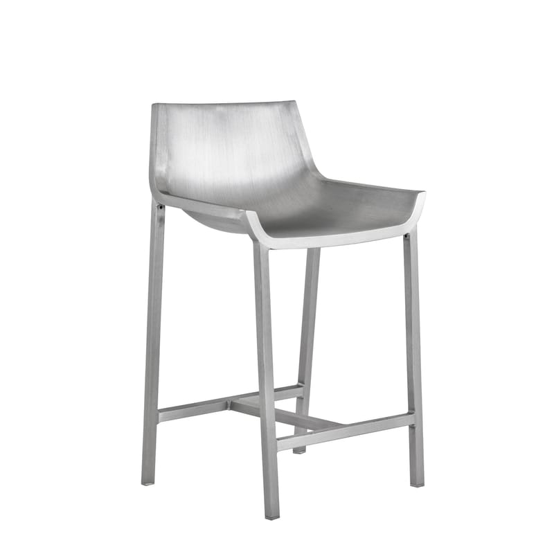 Mobilier - Tabourets de bar - Chaise de bar Sezz métal / H 61 cm - Aluminium - Emeco - Aluminium brossé - Aluminium recyclé finition brossé