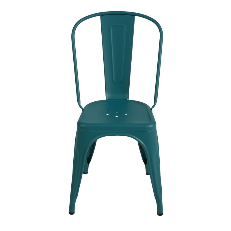 Mobilier - Chaises, fauteuils de salle à manger - Chaise empilable A Indoor métal vert / Acier Couleur - Pour l\'intérieur - Tolix - Vert canard (mat grainé) - Acier recyclé laqué