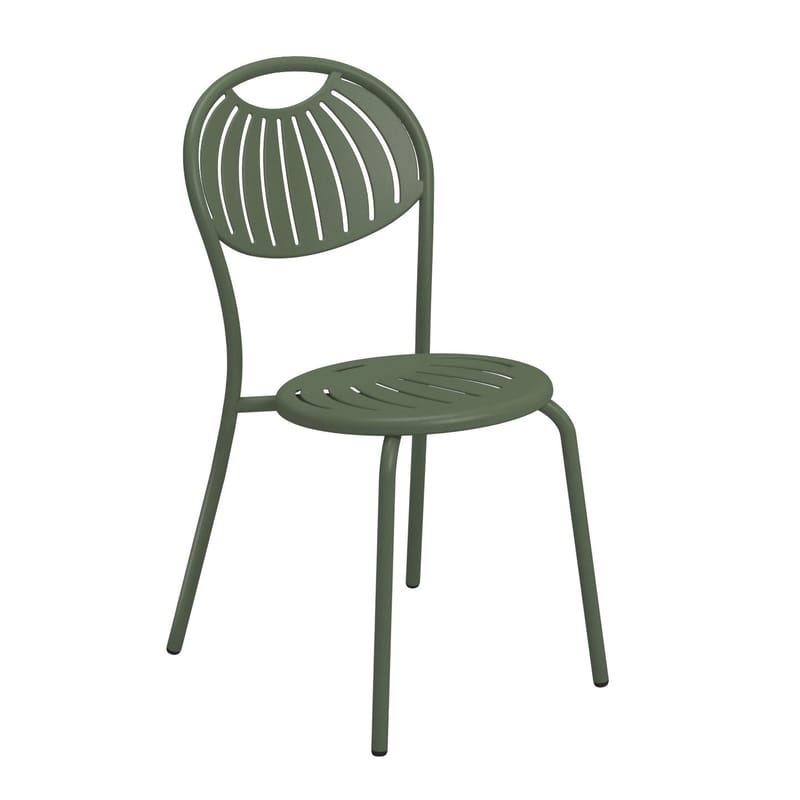 Mobilier - Chaises, fauteuils de salle à manger - Chaise empilable Coupole métal vert - Emu - Vert Militaire - Acier verni