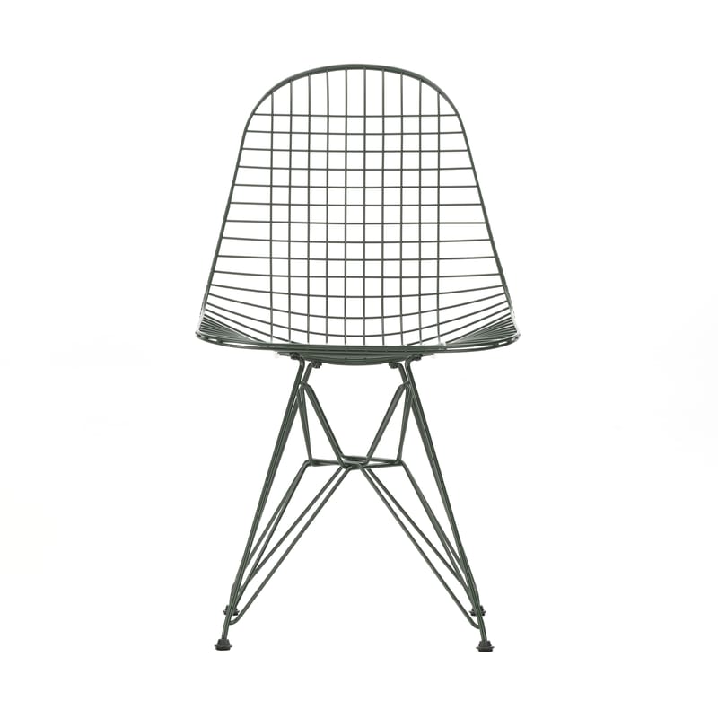 Mobilier - Chaises, fauteuils de salle à manger - Chaise Wire Chair DKR Colours métal vert / By Charles & Ray Eames, 1951 - Vitra - Vert  foncé - Acier laqué époxy