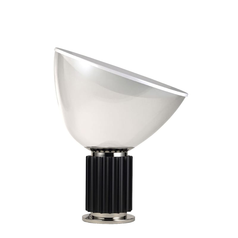 Luminaire - Lampes de table - Lampe de table Taccia LED Small verre noir /  H 48 cm - Castiglioni, 1962 - Flos - Noir / Transparent - Aluminium, Verre soufflé