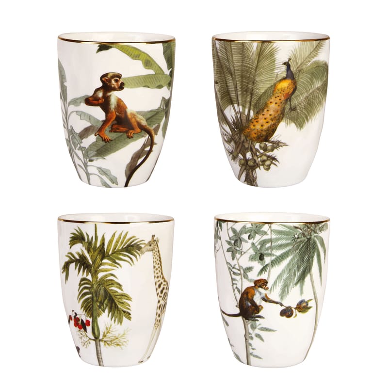 Table et cuisine - Tasses et mugs - Mug Jungle céramique multicolore / Set de 4 - Porcelaine - & klevering - Jungle / Multicolore - Porcelaine fine