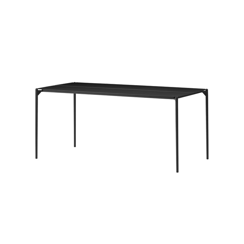 Jardin - Tables de jardin - Table rectangulaire Novo métal noir / 160 x 80 cm - AYTM - Noir - Acier revêtement poudre, Aluminium revêtement poudre