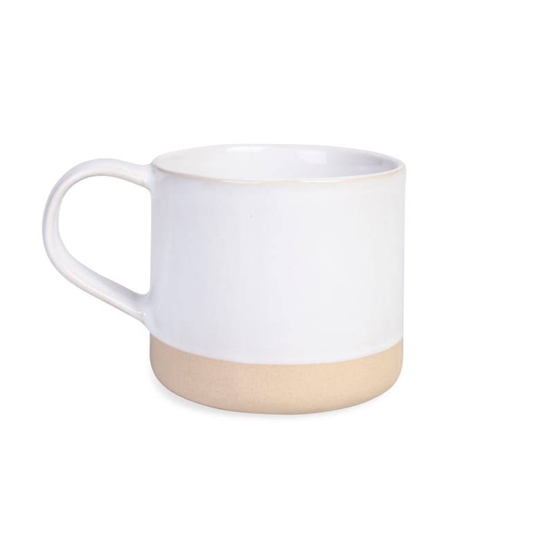 Table et cuisine - Tasses et mugs - Tasse  céramique blanc / Grès bicolore naturel - Au Printemps Paris - Blanc / Bande naturelle - Grès