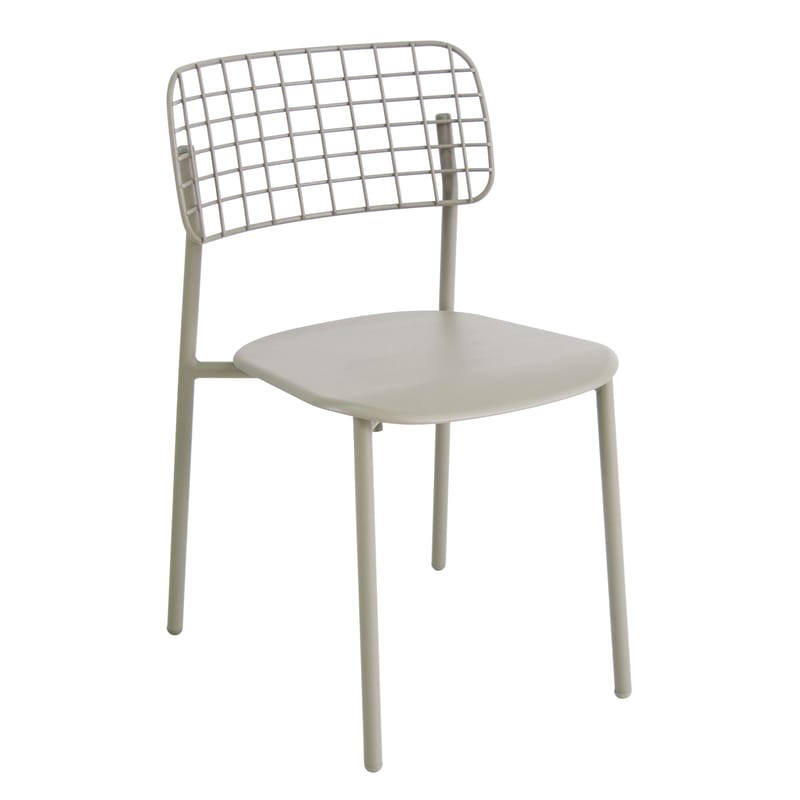 Mobilier - Chaises, fauteuils de salle à manger - Chaise empilable Lyze métal vert gris - Emu - Gris-vert - Acier inoxydable verni, Aluminium verni