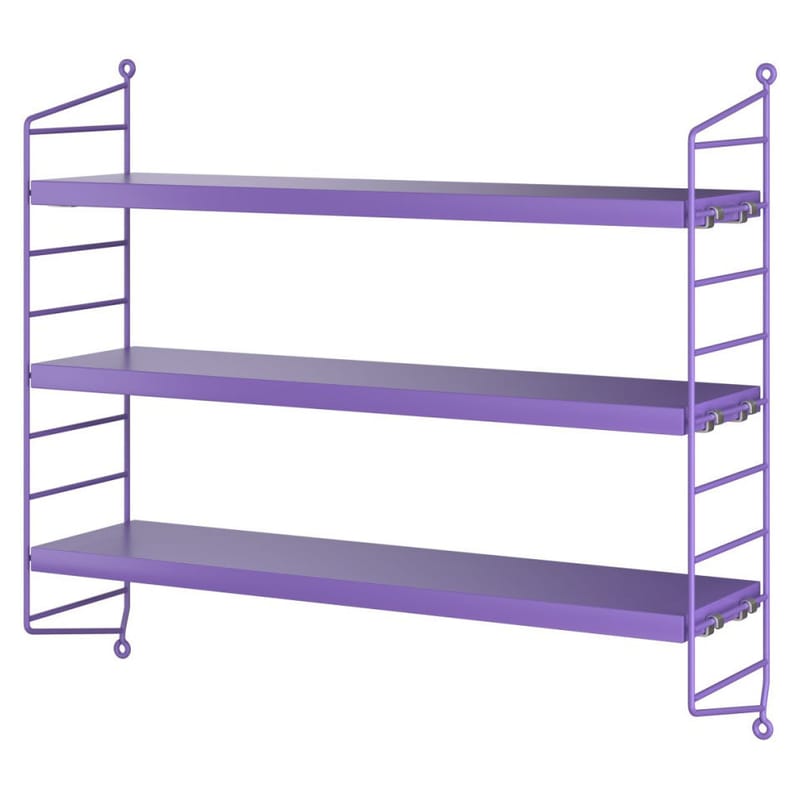 Mobilier - Etagères & bibliothèques - Etagère String® Pocket bois violet / L 60 x H 50 cm - String Furniture - Violet - Acier laqué, MDF peint