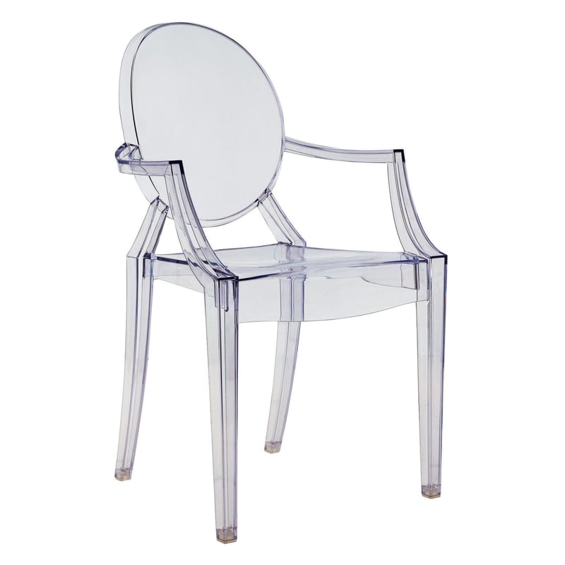 Mobilier - Chaises, fauteuils de salle à manger - Fauteuil empilable Louis Ghost plastique bleu / Polycarbonate 2.0 - Kartell - Bleu - Polycarbonate 2.11