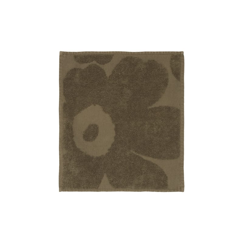 Linge de maison - Linge de bain - Serviette invité Unikko tissu marron beige / 30 x 30 cm - Marimekko - Unikko / Sable foncé - Coton éponge