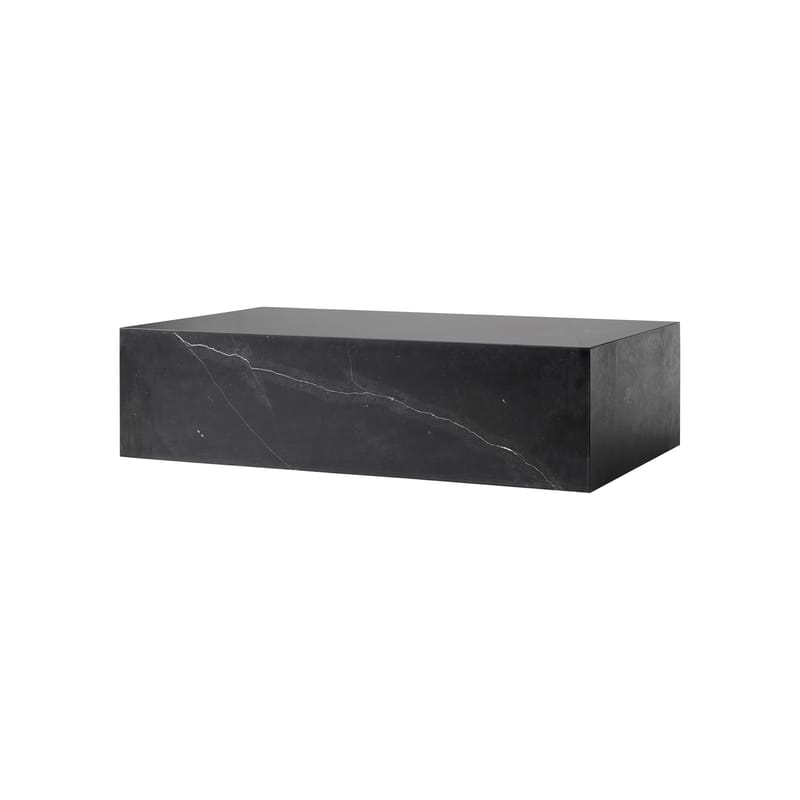 Mobilier - Tables basses - Table basse Plinth Low pierre noir / Marbre - 100 x 60 cm x H 27 cm - Audo Copenhagen - Marbre Marquina (noir) - Bois d\'acacia, Marbre