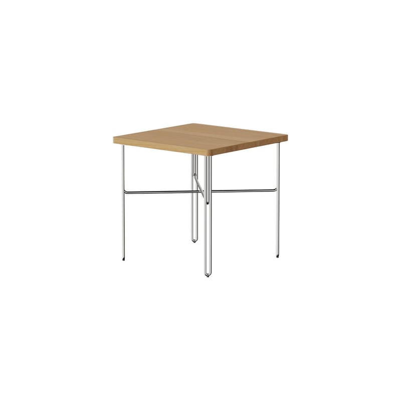 Mobilier - Tables basses - Table d\'appoint Inline bois naturel / 40 x 40 x H 40 cm - NINE - 40 x 40 x H 40 cm - Acier inoxydable poli, Chêne massif