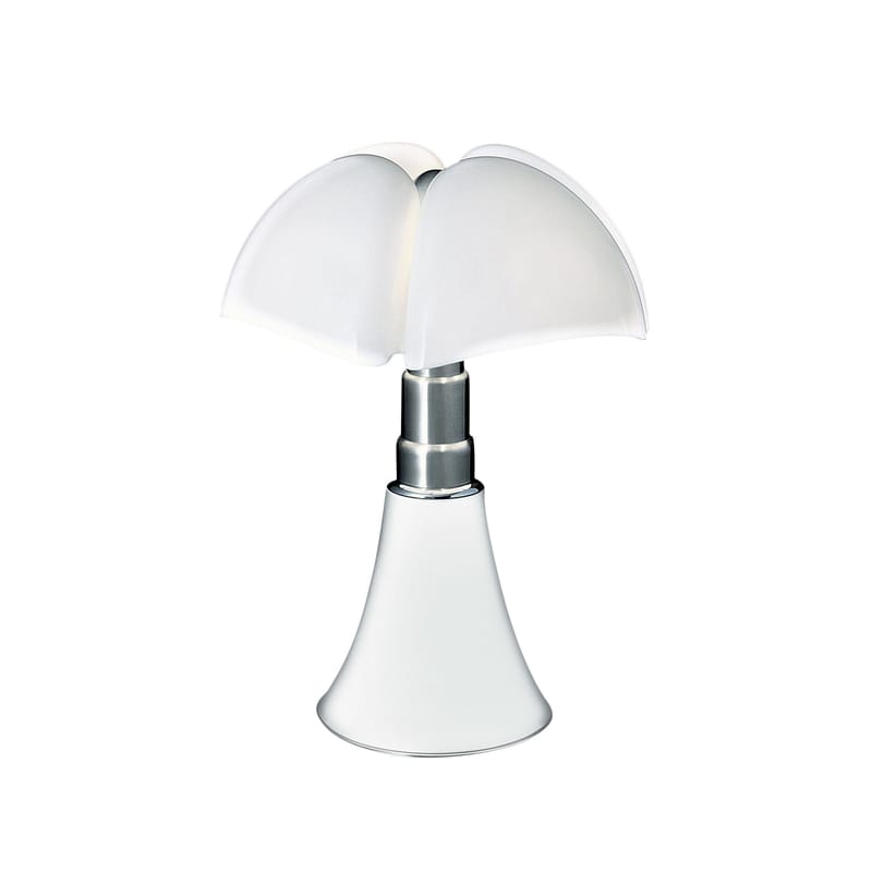 Lighting - Table Lamps - Minipipistrello LED Table lamp metal plastic material white LED / H 35 cm - Martinelli Luce - White - Galvanized steel, Lacquered aluminium, Opal methacrylate
