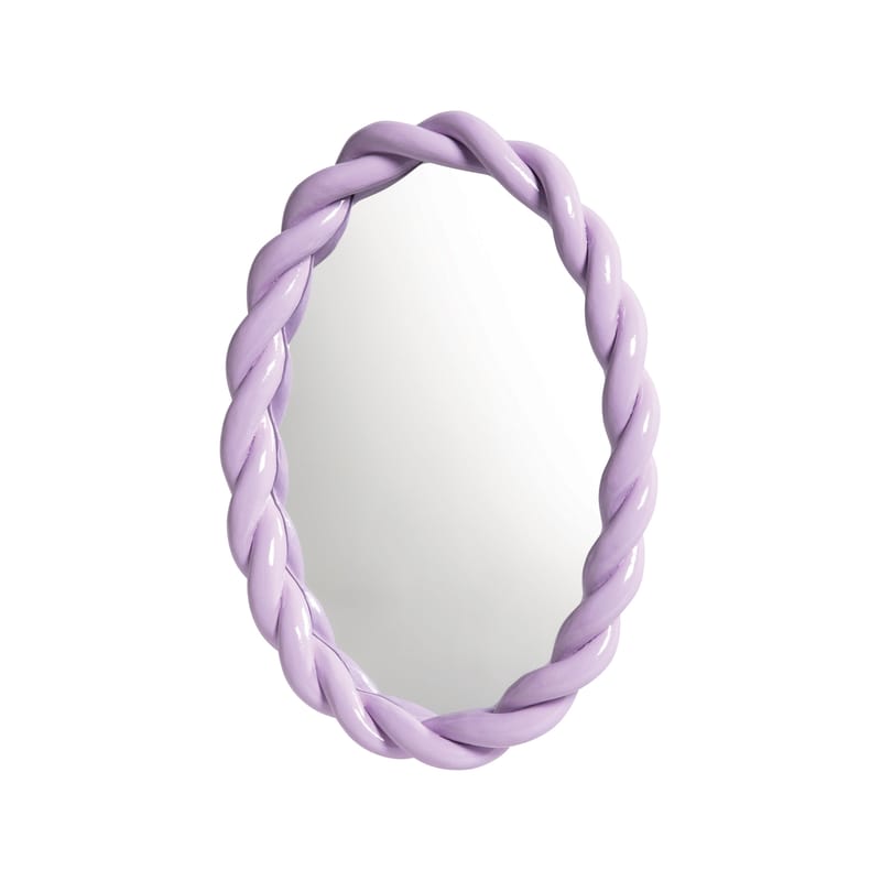Decoration - Mirrors - Braid Wall mirror plastic material purple / Oval - Polyresin / L 26 x H 35 cm - & klevering - Lilac - Glass, Polyresin