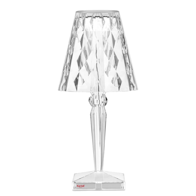 Illuminazione - Lampade da tavolo - Lampada da tavolo Big Battery LED materiale plastico trasparente / H 37 cm - Su corrente - Kartell - Cristallo - PMMA